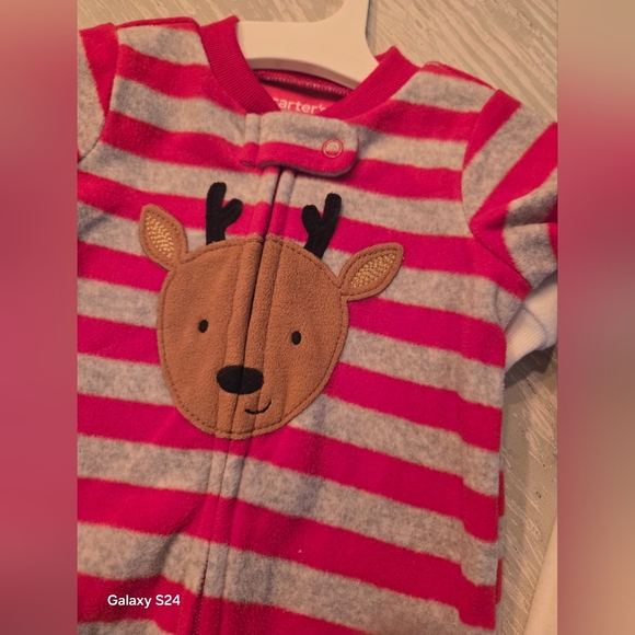 Carter's Christmas Baby Pajama Sleeper Lot Sz 3 Mos NWT - Picture 2 of 5